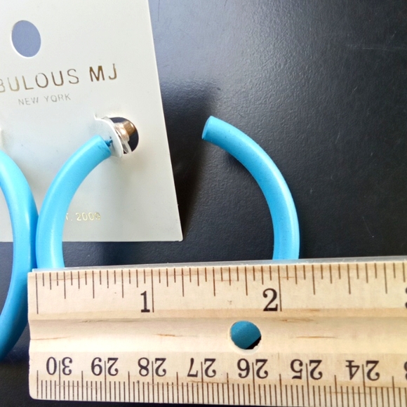 Large Blue Hoop Earrings - Picture 7 of 8